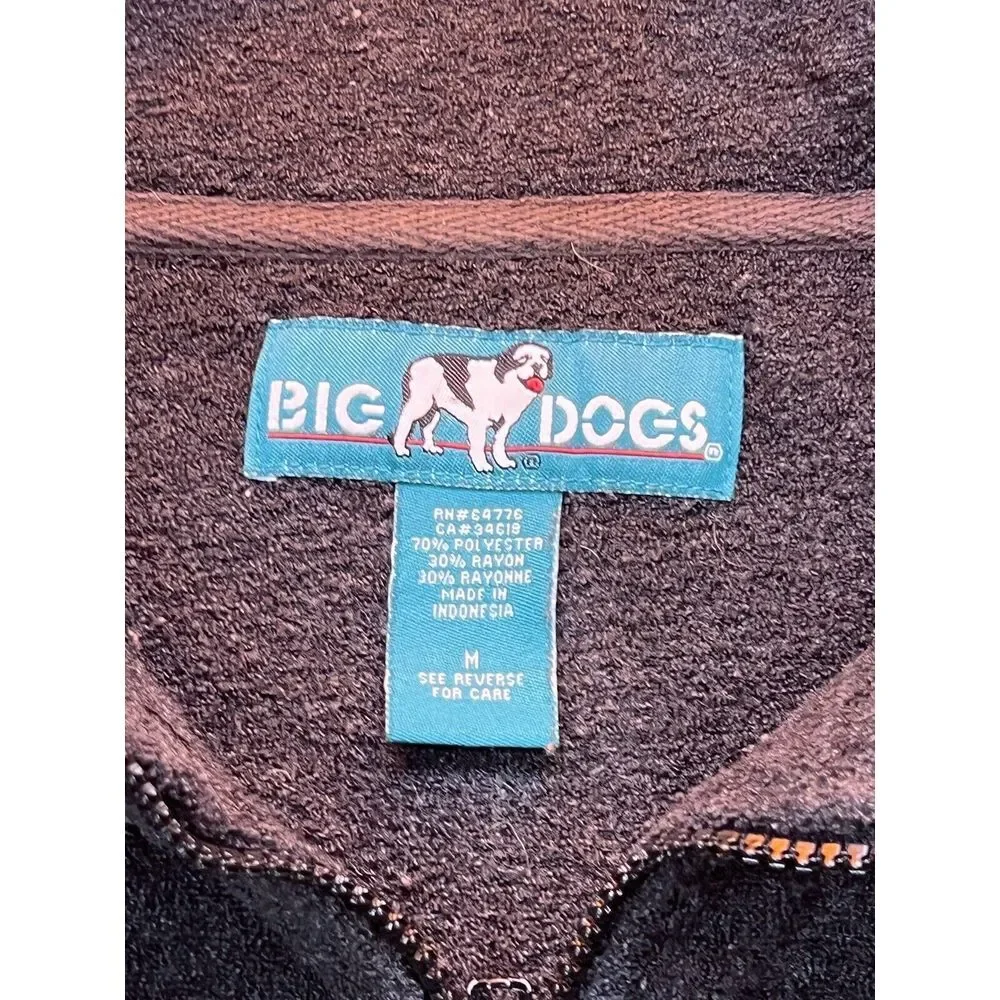 Vintage Big‎ Dogs Polar Dogs Fleece Pullover Jacket Mens Medium Black 1/4 Zip up
